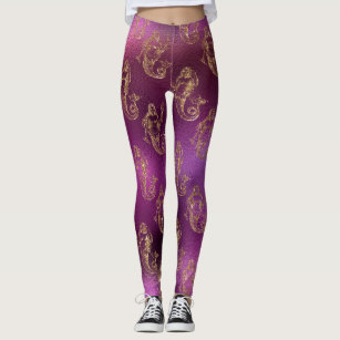 Purple And Gold Mermaid Pattern Leggings