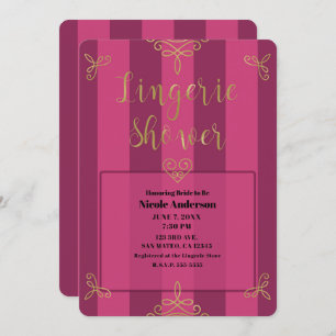 Purple and Gold Modern Glam Lingerie Shower Invitation