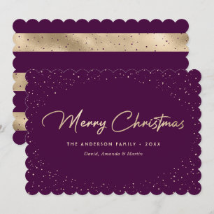 Purple and Gold Modern Merry Christmas Card