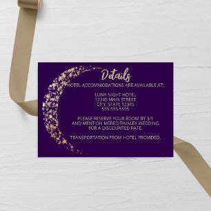 Purple and Gold Moon and Back Wedding Enclosure Card