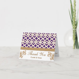 Purple and Gold Moroccan Thank You Wedding Card