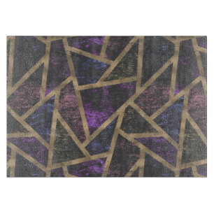 Purple and gold mosaic pattern cutting board