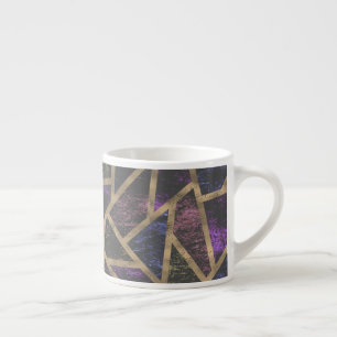 Purple and gold mosaic pattern espresso cup