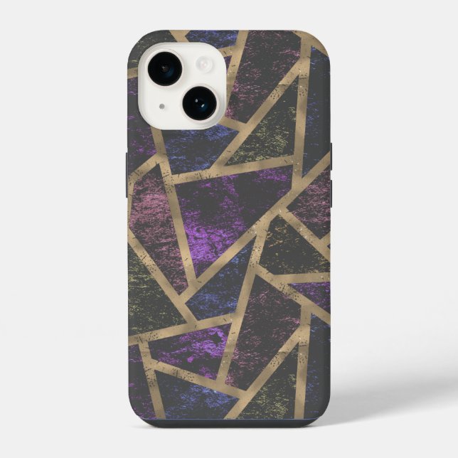 Purple and gold mosaic pattern iPhone case (Back)