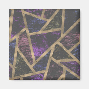 Purple and gold mosaic pattern magnet