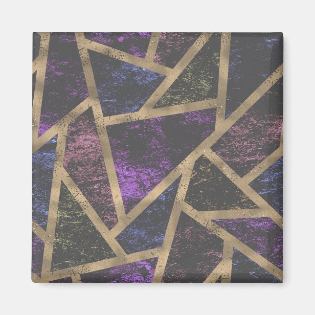 Purple and gold mosaic pattern magnet (Front)