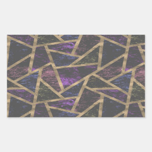 Purple and gold mosaic pattern rectangular sticker