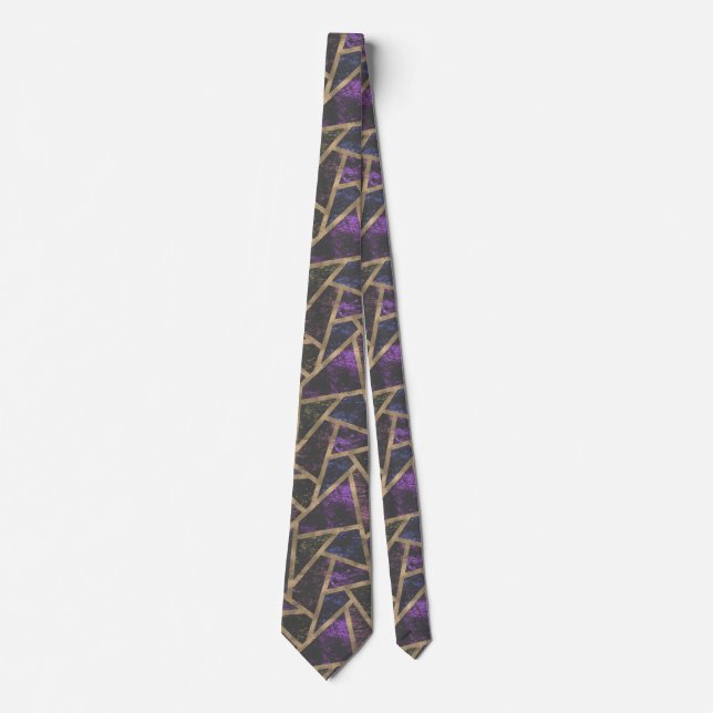 Purple and gold mosaic pattern tie (Front)