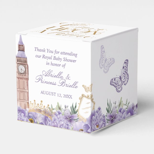 Purple and Gold Once Upon a Time Princess Favour Box (Front Side)