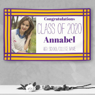 Purple and Gold One Photo Geometric Grad Banner