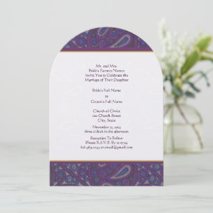 Purple and Gold Paisley Wedding Invitation