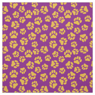 Purple and Gold Paw Print Fabric