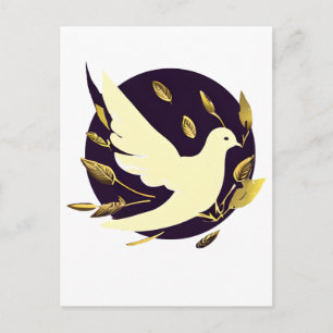 Purple and Gold Peace Dove Postcard