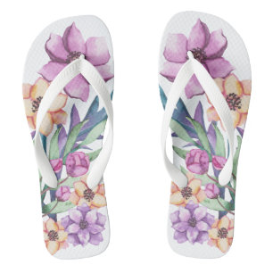 Purple And Gold Peony Flower Garden Jandals