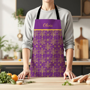Purple and Gold Personalised Apron