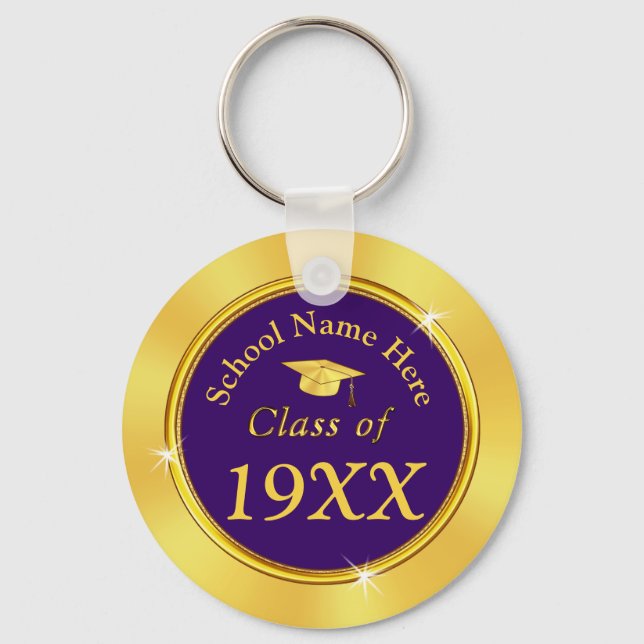 Purple and Gold Personalised Class Reunion Gifts Key Ring (Front)