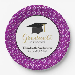 Purple and Gold, Personalised Graduation Paper Plate