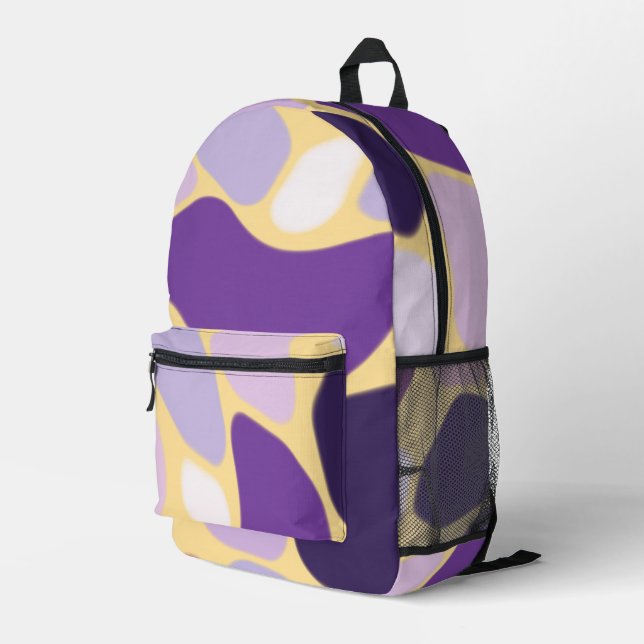 Purple and Gold  Printed Backpack (Back Corner Right)