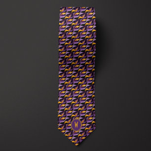Purple and Gold Ribbons in the Wind Abstract Tie