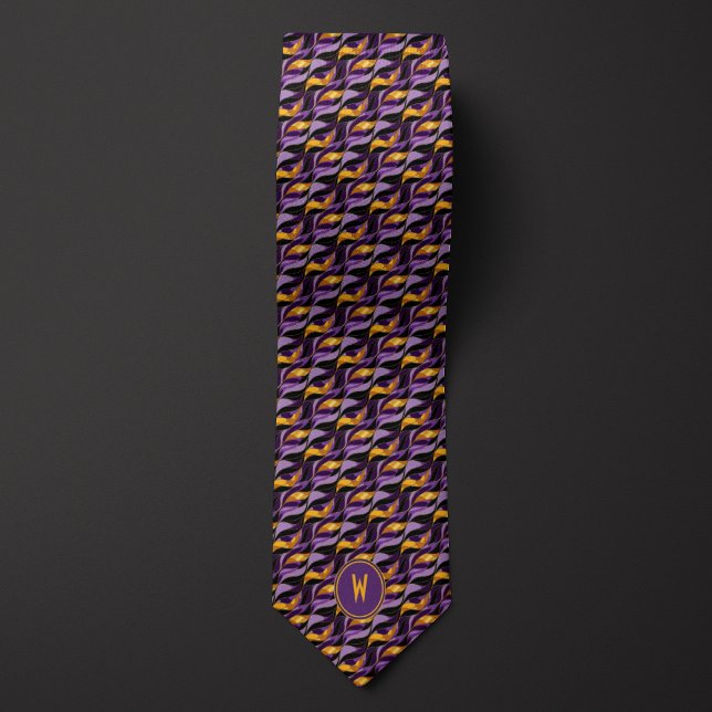 Purple and Gold Ribbons in the Wind Abstract Tie (Creator Uploaded)