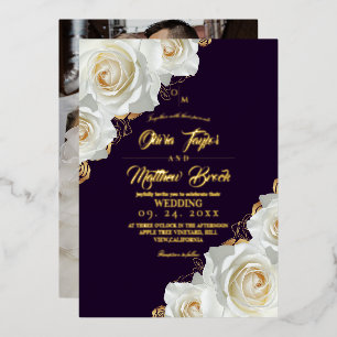 Purple and Gold Roses Floral Wedding