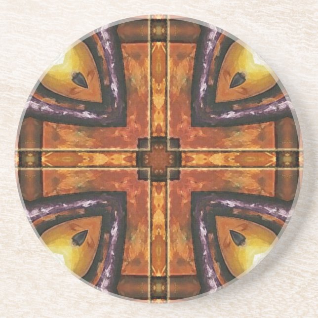 Purple and Gold Royal Tiles Coaster (Front)