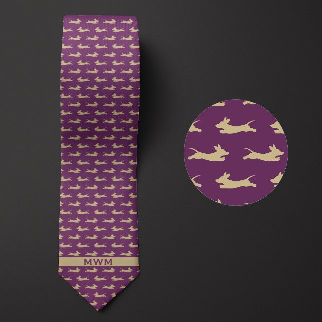 Purple and Gold Running Dachshund Tie (Creator Uploaded)