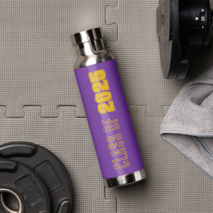 Purple and Gold School Colours Class Year Water Bottle