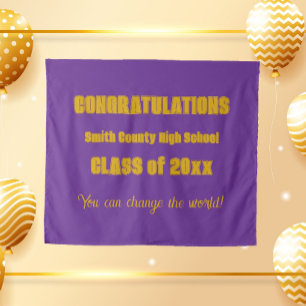 Purple and Gold School Colours Graduation Tapestry