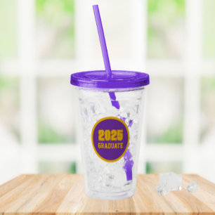 Purple and Gold School Colours Graduation Year Acrylic Tumbler
