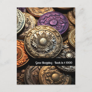 Purple and Gold Sew on Button Magic Day 1 Postcard