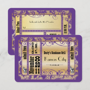 Purple and Gold Showbill Wedding Response Cards