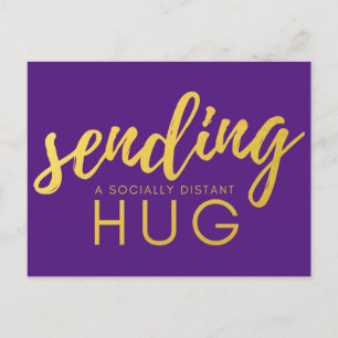 Purple and Gold Social Distancing Hug Postcard