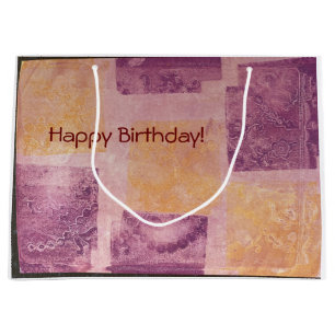 Purple and Gold Square Design Gift Bag