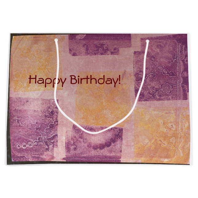 Purple and Gold Square Design Gift Bag (Front)