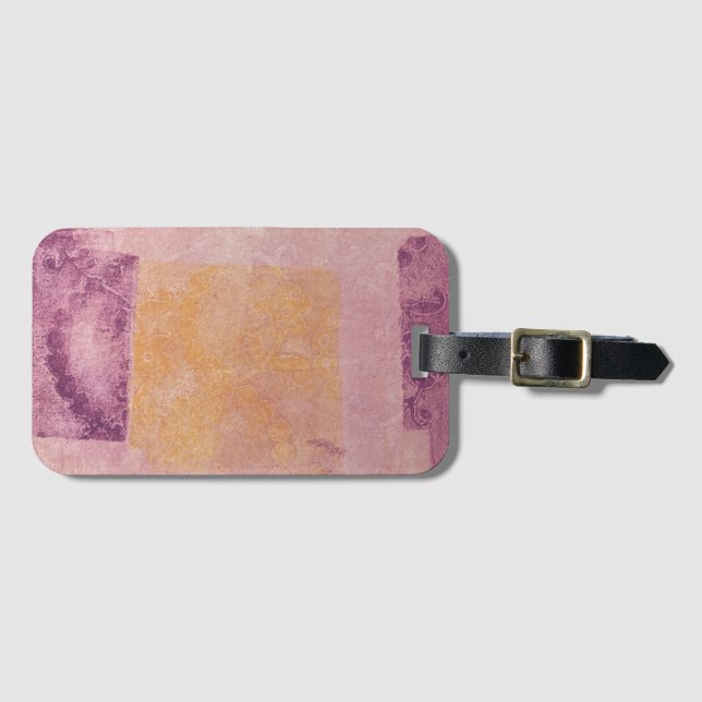 Purple and Gold Square Design Luggage Tag (Front Horizontal)