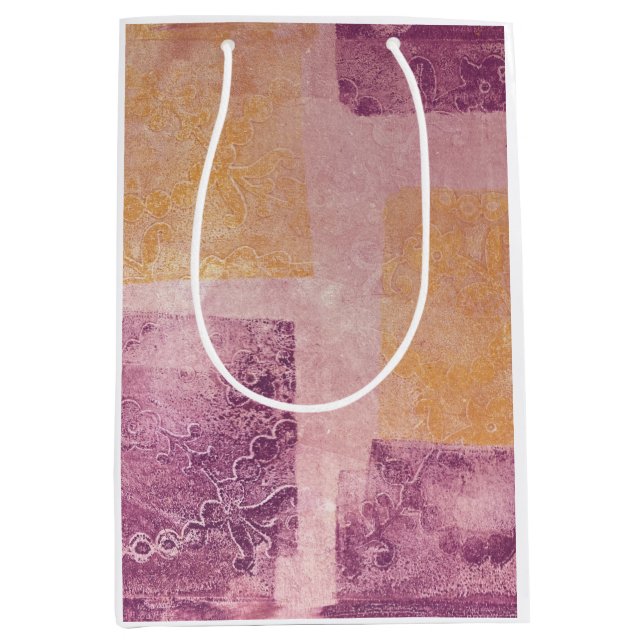 Purple and Gold Square Design Medium Gift Bag (Front)
