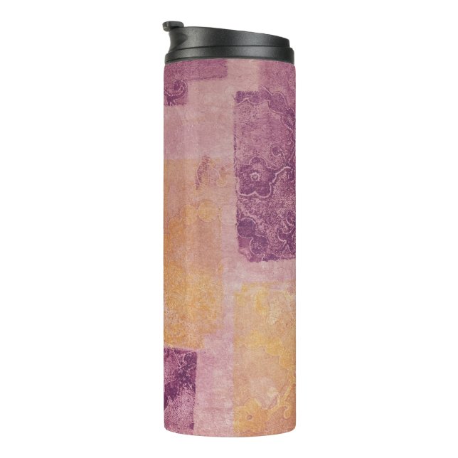 Purple and Gold Squares Thermal Tumbler (Rotated Right)
