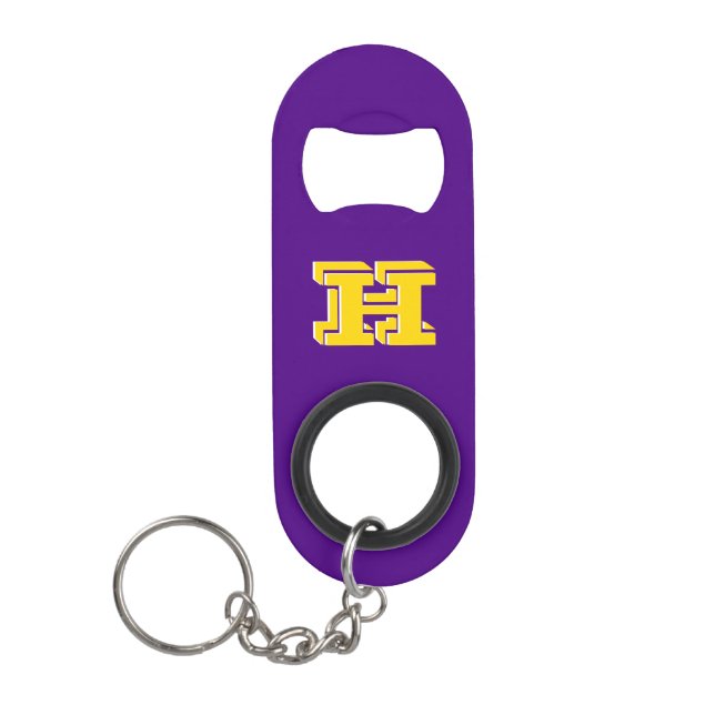 Purple and Gold Stainless Keychain Bottle Opener (Front)