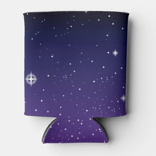 Purple and Gold Starry Sunset Sky Can Cooler (Front)