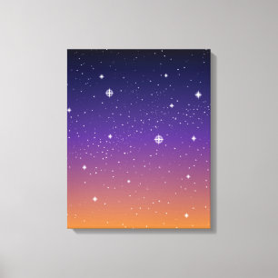 Purple and Gold Starry Sunset Sky Canvas Print