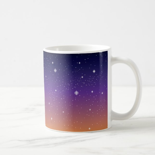 Purple and Gold Starry Sunset Sky Coffee Mug (Right)