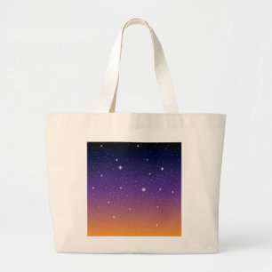 Purple and Gold Starry Sunset Sky Large Tote Bag