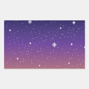 Purple and Gold Starry Sunset Sky Rectangular Sticker