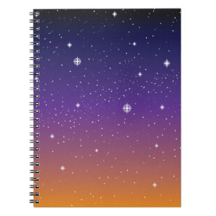 Purple and Gold Starry Sunset Sky Spiral Notebook