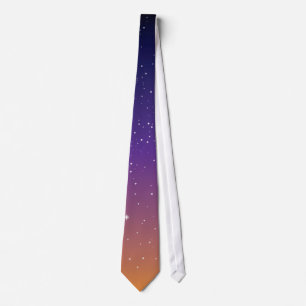 Purple and Gold Starry Sunset Sky Tie