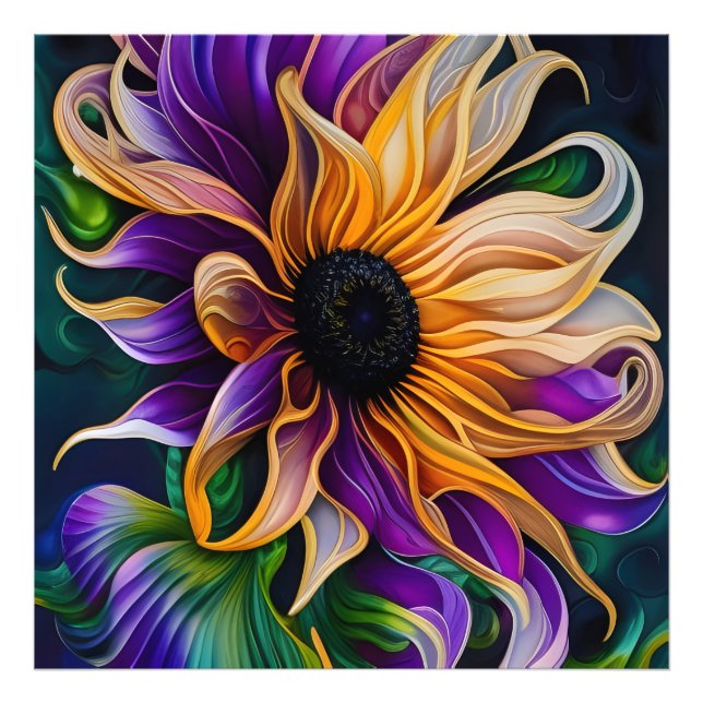 Purple and Gold Sunflower Art Photo Print (Front)