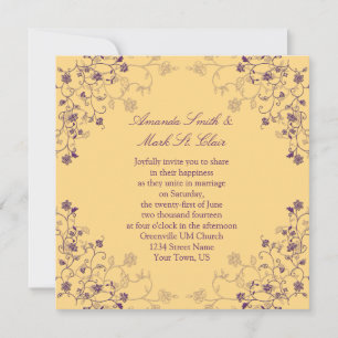 Purple and Gold Swirls Wedding Invitation
