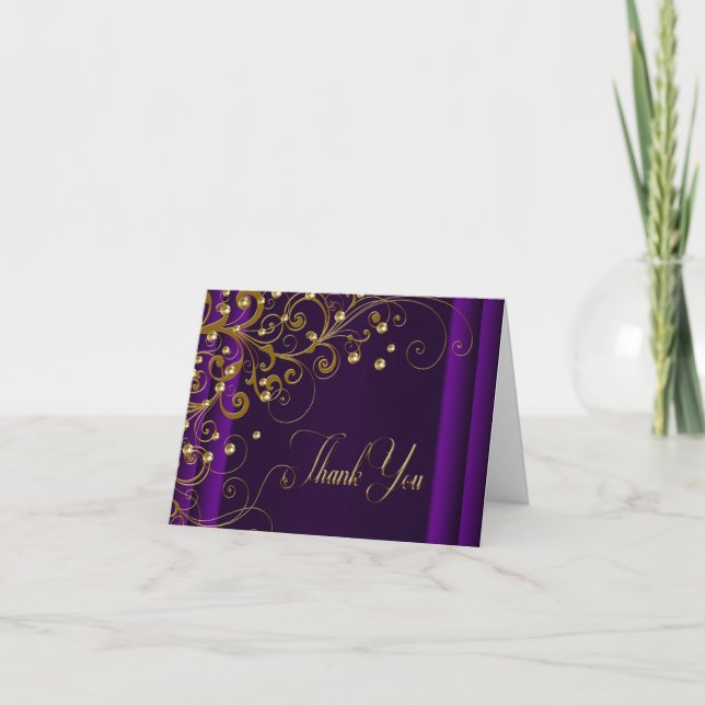 Purple and Gold Thank You Card (Front)