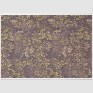 Purple and gold toile decoupage paper